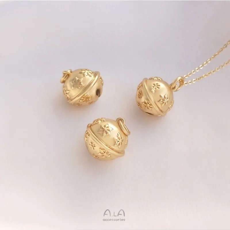 

14K Gold Color Retention Snowflake Bell Pendant 13mm, Charms for DIY Handmade Bracelet & Necklace Jewelry Accessories