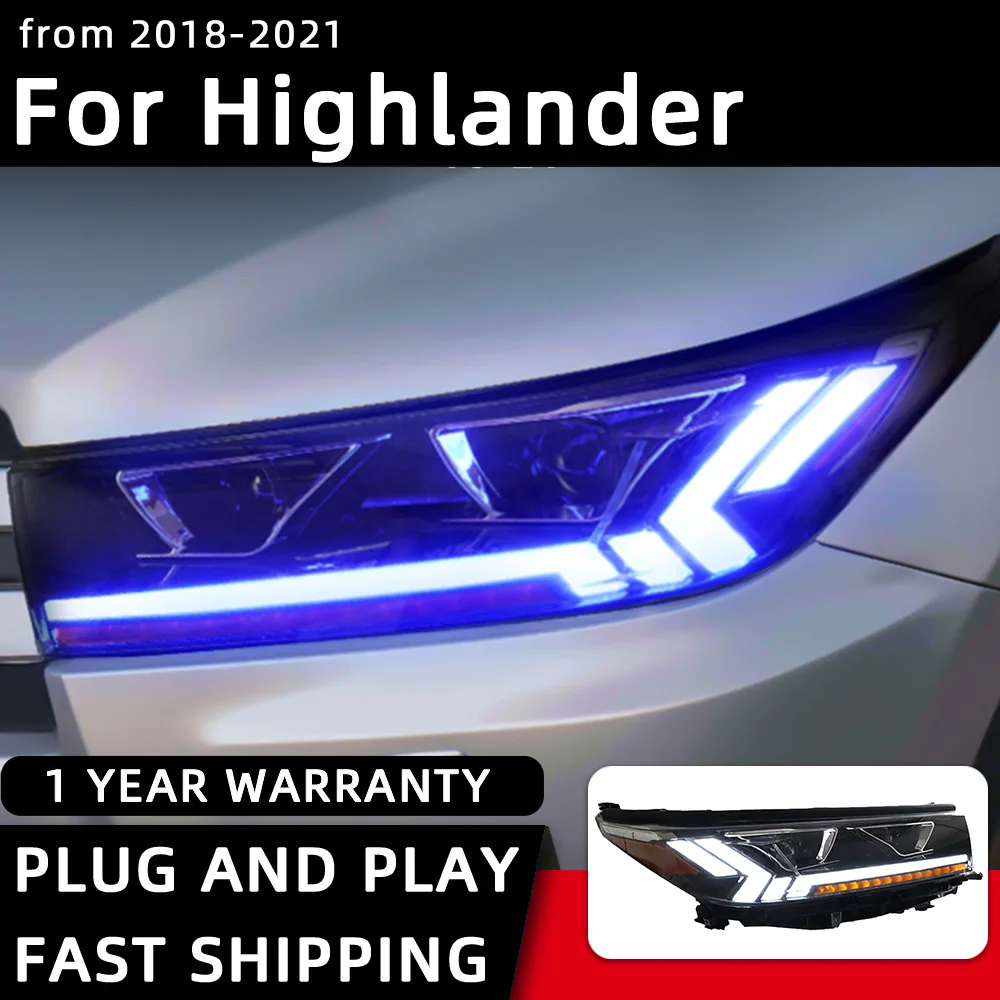 

Headlight For Toyota Highlander LED Headlights 2018-2021 Head Lamp Car Styling DRL Signal Projector Lens Auto Accessories Front