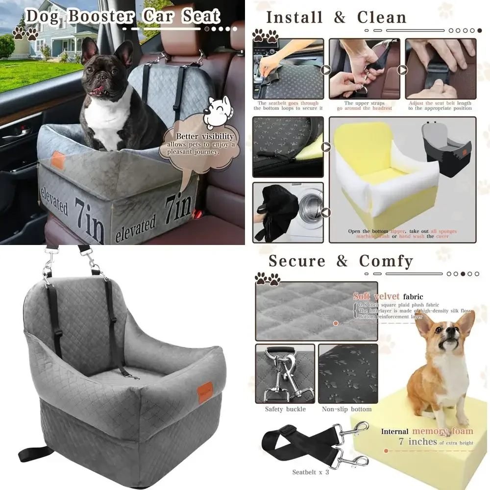 Assento de reforço para animais de estimação portátil e lavável de 7 polegadas para cães pequenos e médios