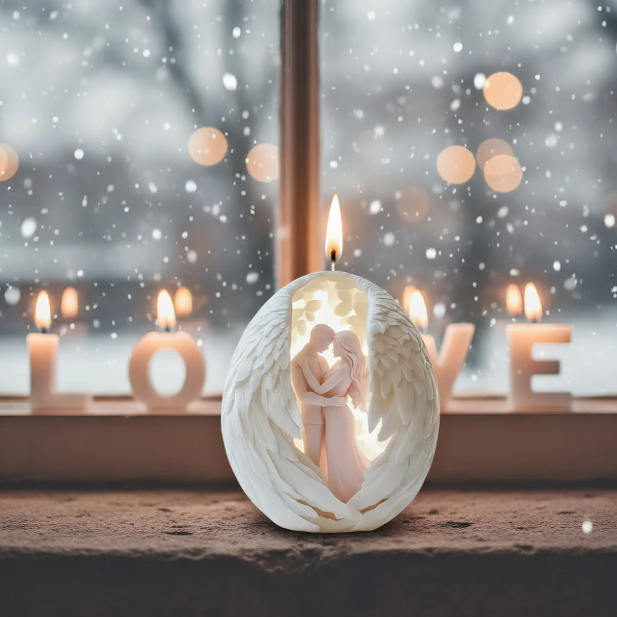 

Valentine's Day Gifts Candle Silicone Molds Couple Wings DIY Handmade Ornament Scented Resin Soap Mold Candle Making Supplies