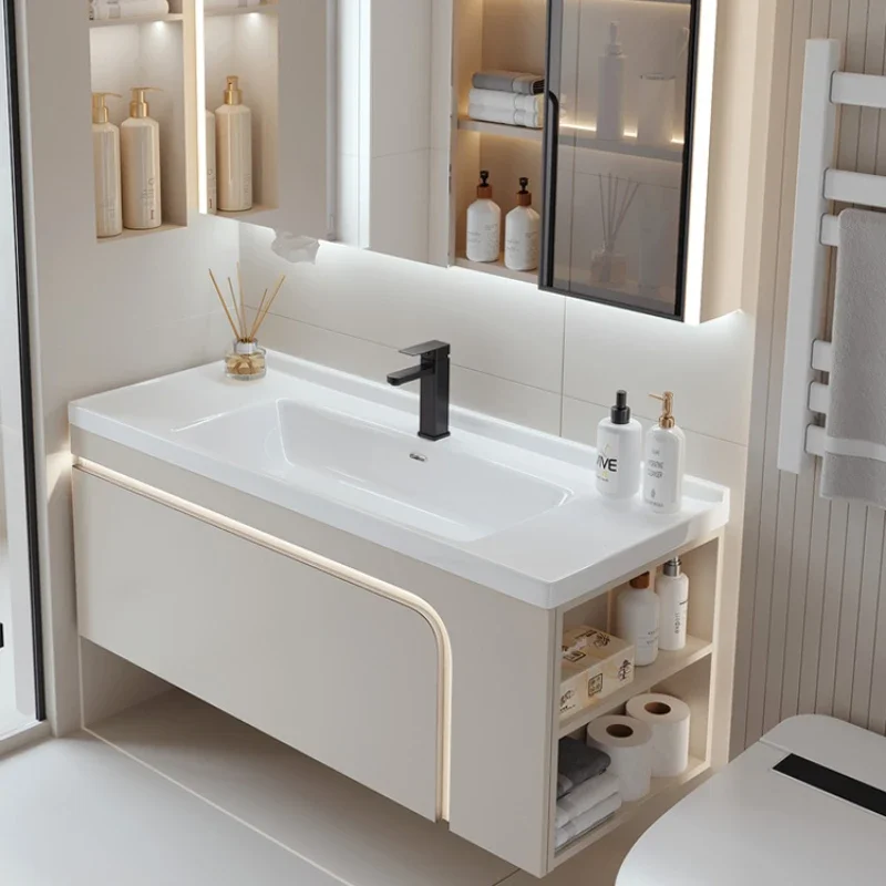 

Modern Organizer Bathroom Cabinet Sink White Storage Mirror Cabinet Vanity Makeup Armoire Salle De Bain Space Saving Furniture