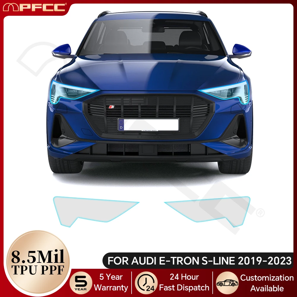 

For AUDI E-TRON 2019-2023 Car Headlight Rearview TPU Paint Protection Film Pre-cut PPF Bra Clear Kit Anti-scratch Resistant