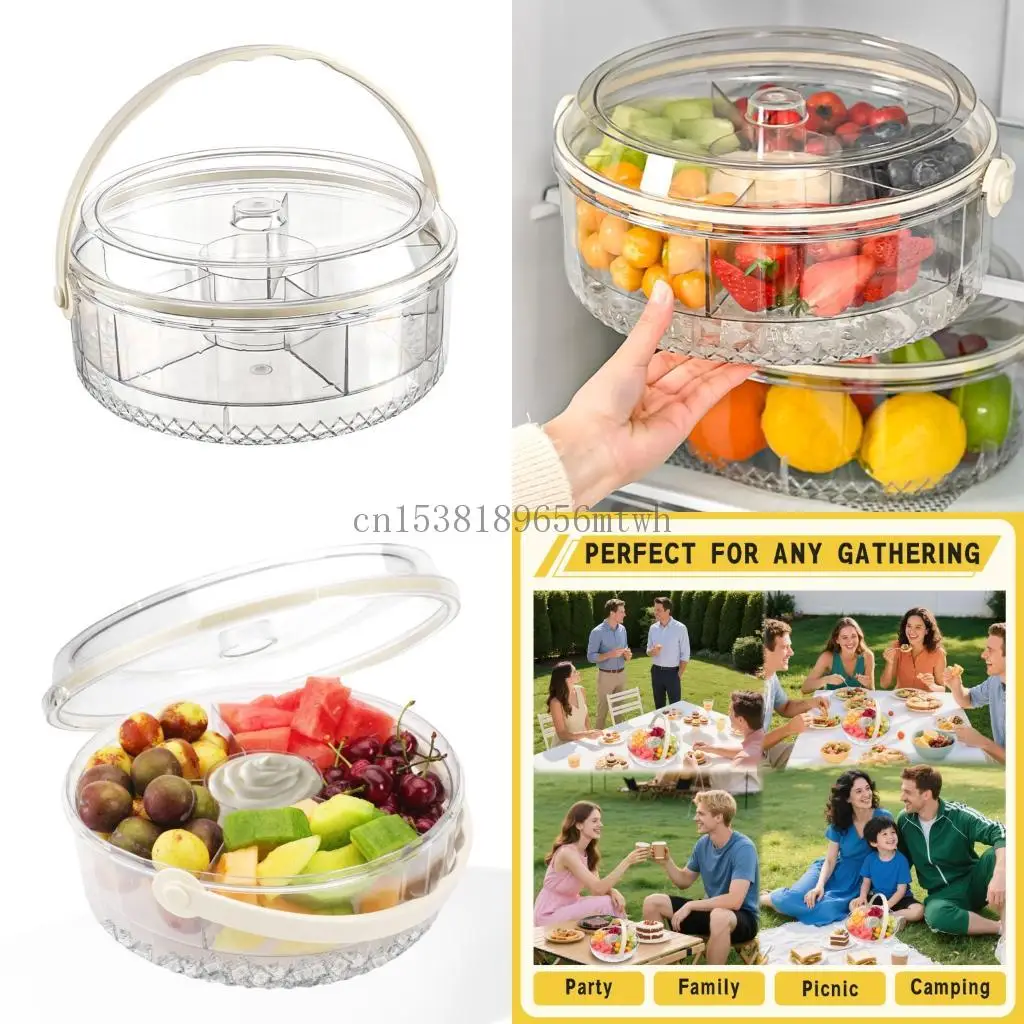

Round Ice Compartment Organizers Sealed Lid Safe Acrylic Storage Container B03D
