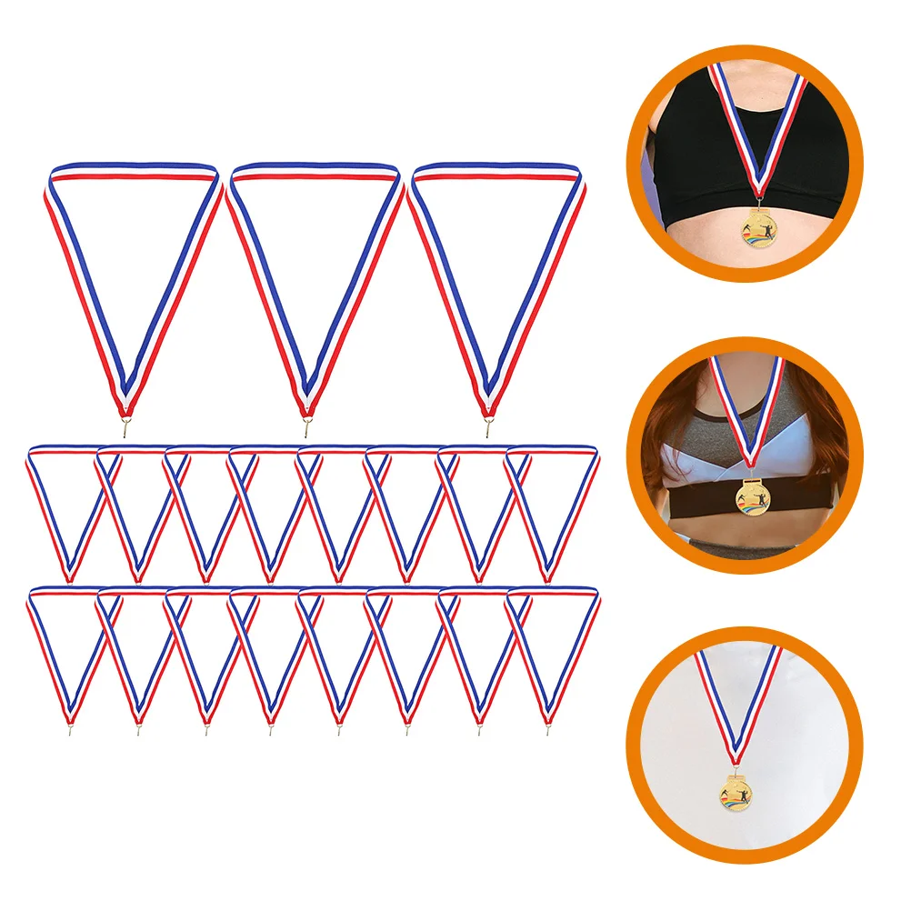 

30 Pcs White Ribbon and Hook Medal Lanyard with Clip Neck Strap Competition