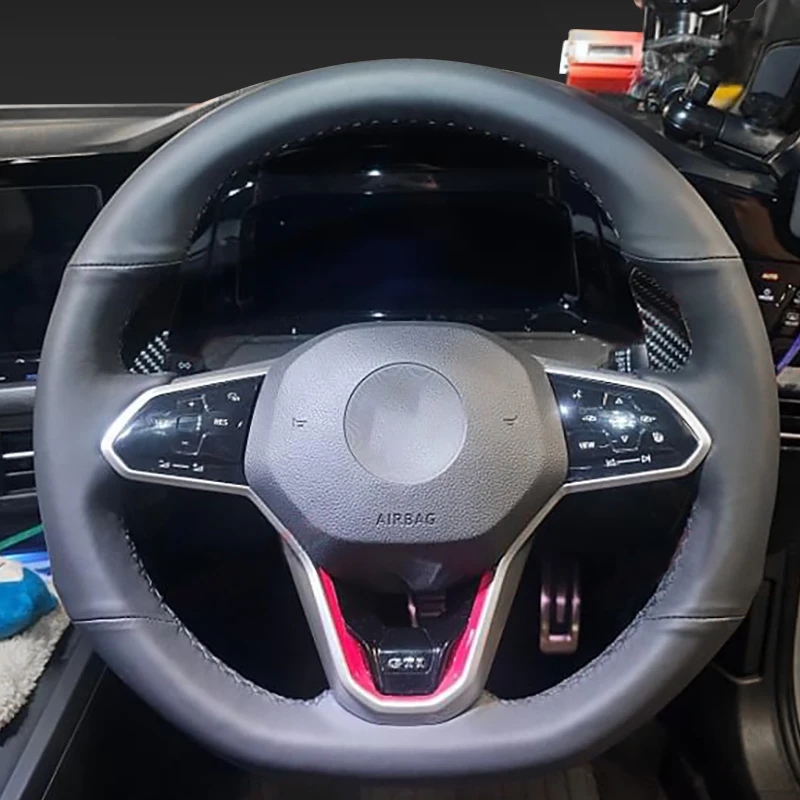 

LS AUTO Плетение на руль для Volkswagen MK8 GTI VW Golf GTI Tiguan 2022 года Чехол для ручного шитья Ручная пленка