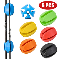 6 PCS Silicone Fishing Rod Holder Ball Straps 5 Hole Lightweight Fishing Tackle Ties Organizer Storage Racks Fishing Accessories