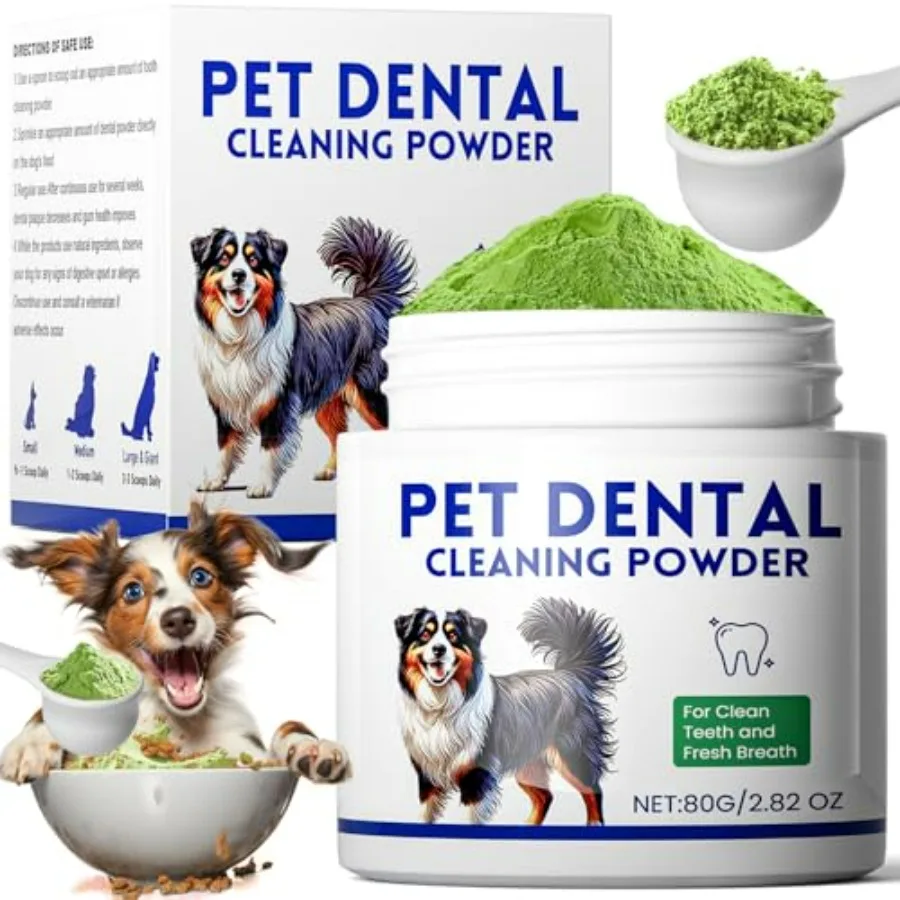 

Dog Dental Powder, Dog Teeth Cleaning Powder, Targets Tartar and Reduces Plaque and Bad Breath - Teeth Cleaning Made Easy Elimi