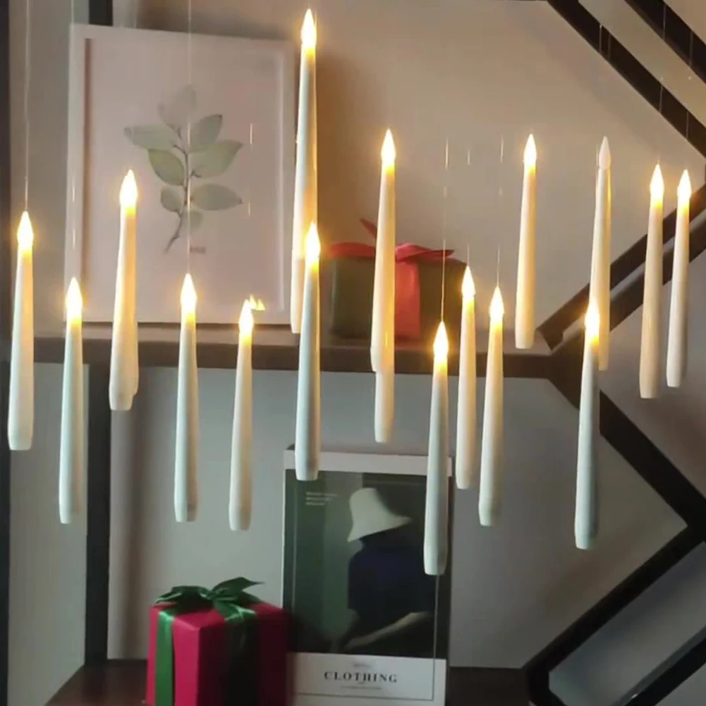 Luce calda tremolante con bacchetta LED candela conica senza fiamma candeliere portatile candele a LED galleggianti decorazioni per feste di Halloween