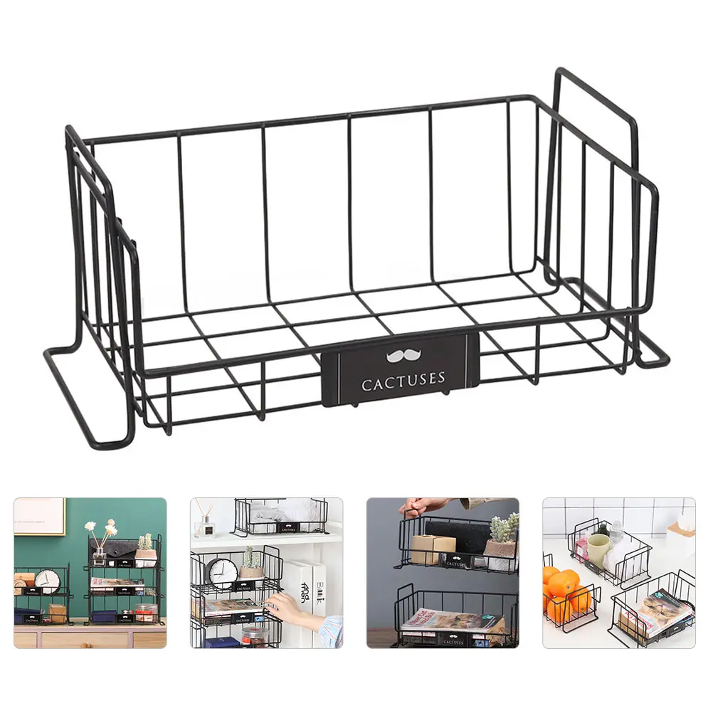 

Eco Friendly Desktop Iron Art Storage Basket Snacks Organizer Box Closet Kitchen Bathroom Home Decor Iron Storage Basket