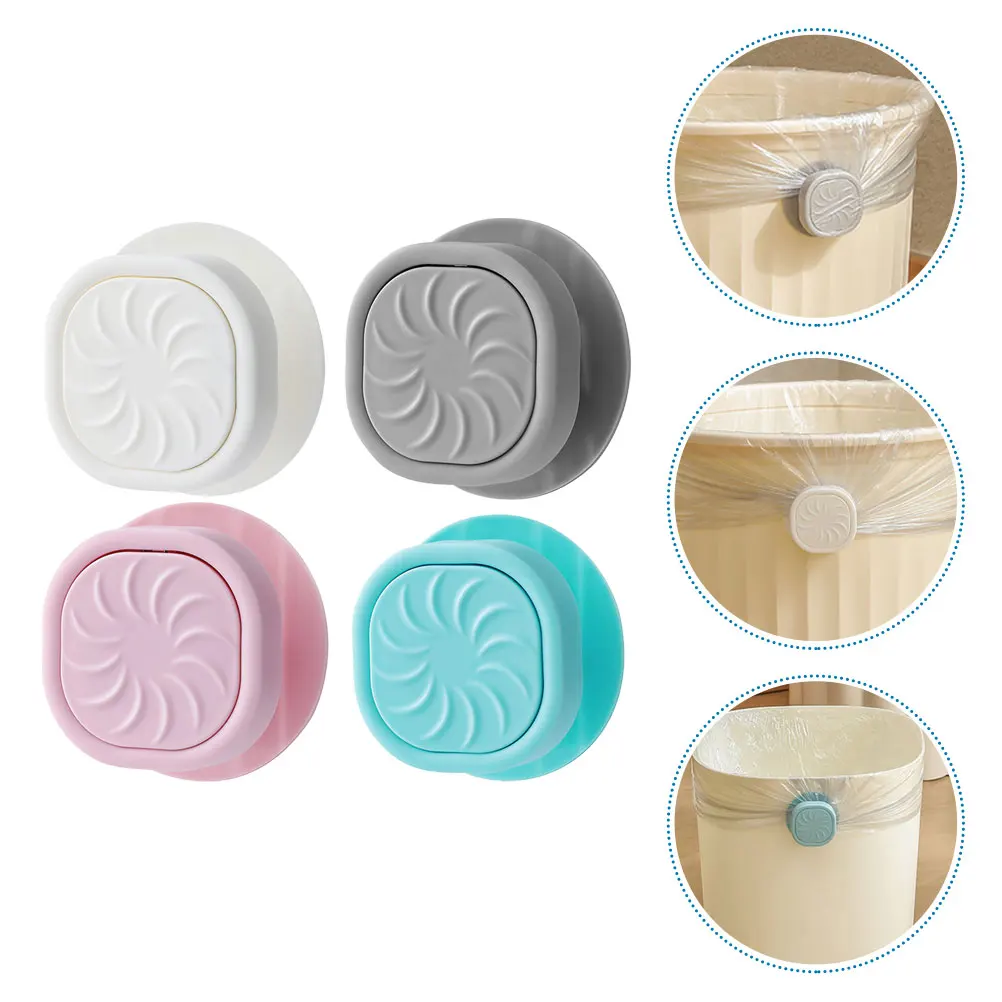 

4pcs Garbage Can Clips Garbage Clips Trash Can Bag Holders Waste Bin Bag Clamps Lightweight Smooth Edge Leakproof Grey