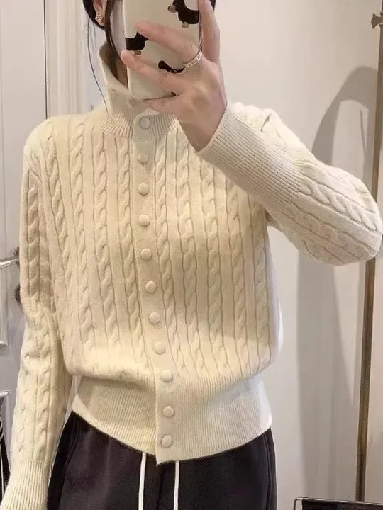 أوائل الخريف الكورية Sle محبوك سترة مفتوحة المرأة الخريف الشتاء تنوعا التخسيس سترة صغيرة الحجم Jaet