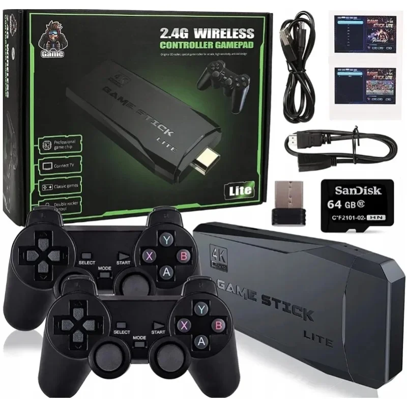 M8 HDMI HD TV-Spielkonsole – Inklusive 2x 2,4G Wireless-Controller und einer 64GB Speicherkarte (mit über 20.000 Spielen und Unterstützung für 23 Sprachen). Erleben Sie Ihre Kindheitserinnerungen