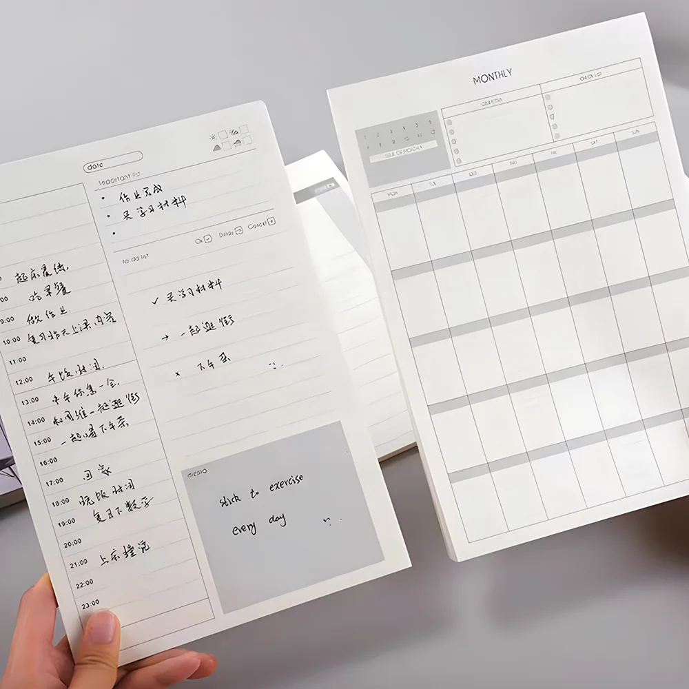 Imagem -03 - Planejadores de Gerenciamento de Tempo Bloco de Notas Diário Semanal Mensal Cadernos Agenda Plano de Trabalho Bloco de Notas Verificar para Fazer Lista Papelaria