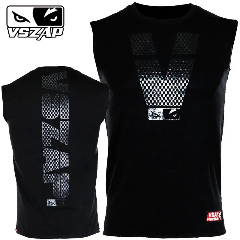 

VSZAP Boxing Jerseys MMA Sleeveless T-shirt Men Fitness Training Gym T Shirt Combat Fighting Wolf Running Muay Thai T Shirt