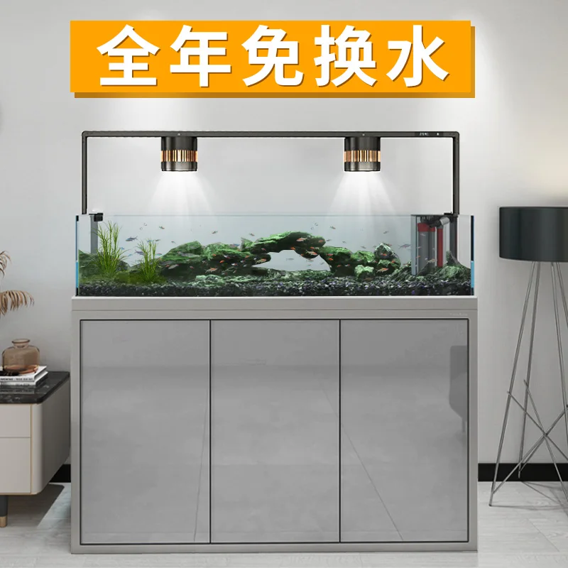 Original ecological wild mining stream tank fish tank 2024 new living room ultra-white landscaping bottom filter fish tank