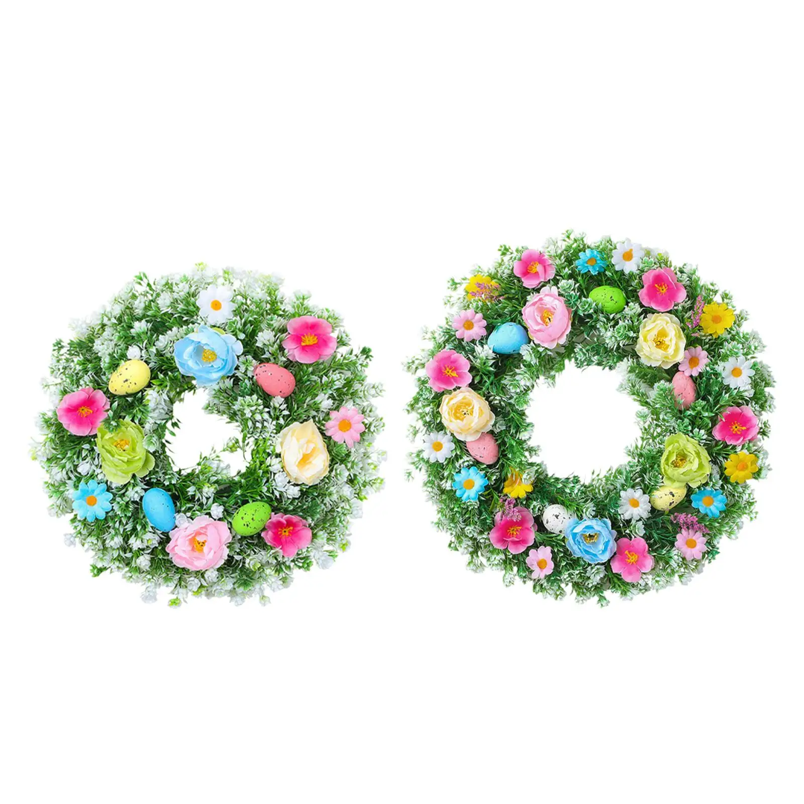 Flower Door Wreath Colorful Eggs Artificial Spring Decoration for Window Wall Easter Entry Door