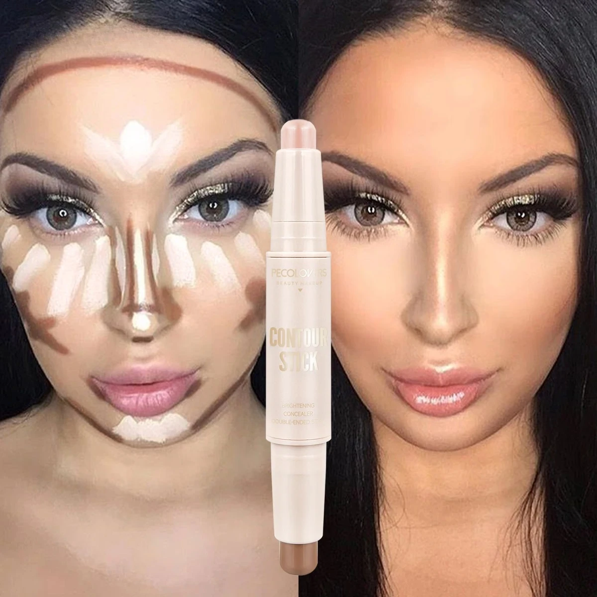 防水デュアルエンドマットコントゥア＆コンシーラースティック汗に強く、汚れにくいナチュラルルック仕上げ