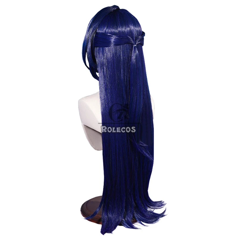 ROLECOS Acheron Cosplay Wigs Game Honkai: Star Rail Acheron 80cm Long Dark Blue Mixed White Wig Heat Resistant Synthetic Hair