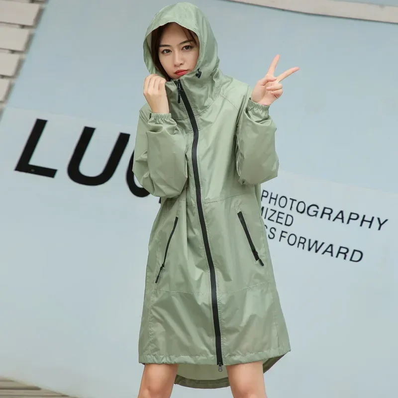 New Raincoat Women Men Ladies Rain Coat Poncho Breathable Long Portable Water-Repellent Rainwear Jacket