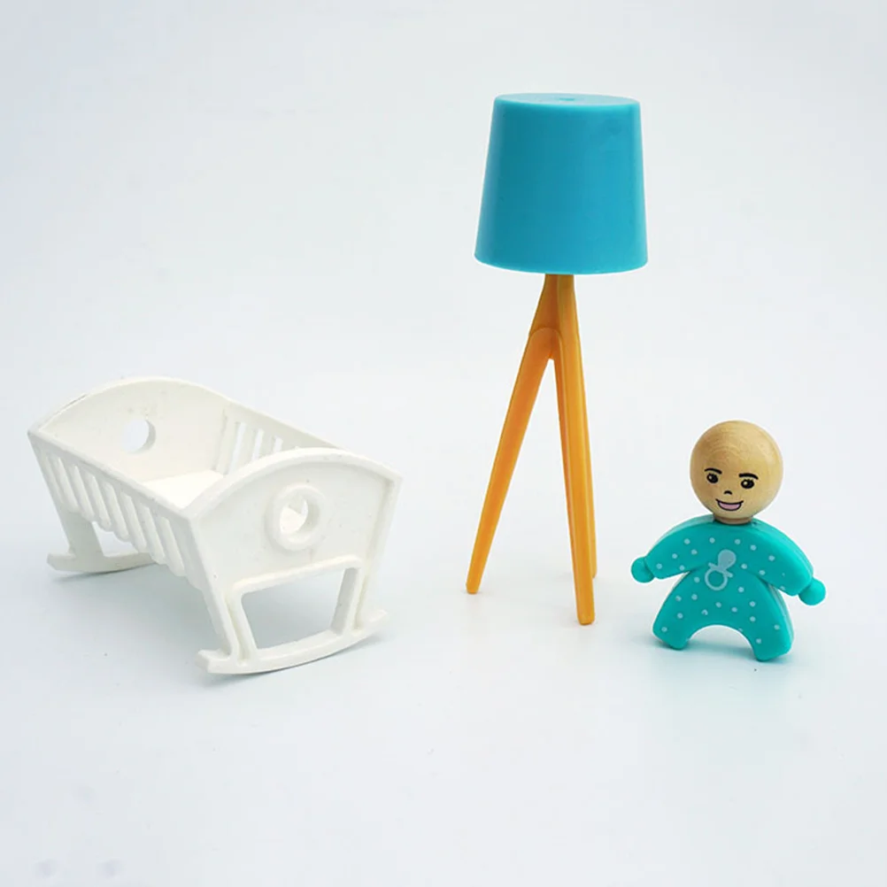 1 Zestaw Symulowanej Miniaturowej Lampki Podłogowej w Kształcie Łóżeczka Dziecięcego, Dekoracja dla Niemowląt, Mini Wyposażenie Domku dla Lalek, Trwałe i Bezpieczne dla Dzieci