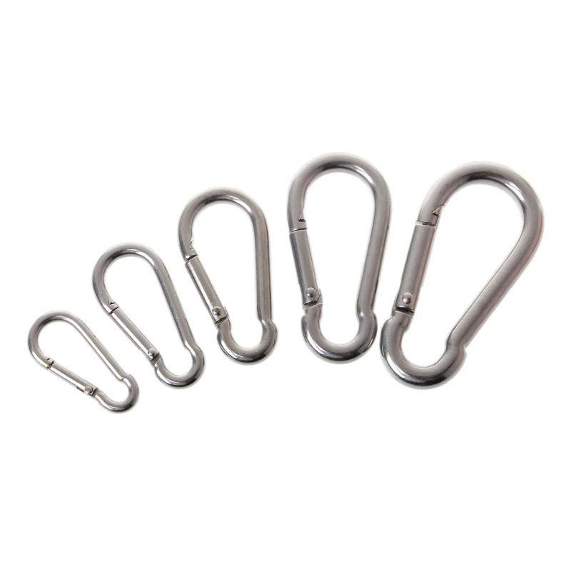 Large D-shape Stainless Steel Carabiner Quick-release Spring Hook Camping Buckle