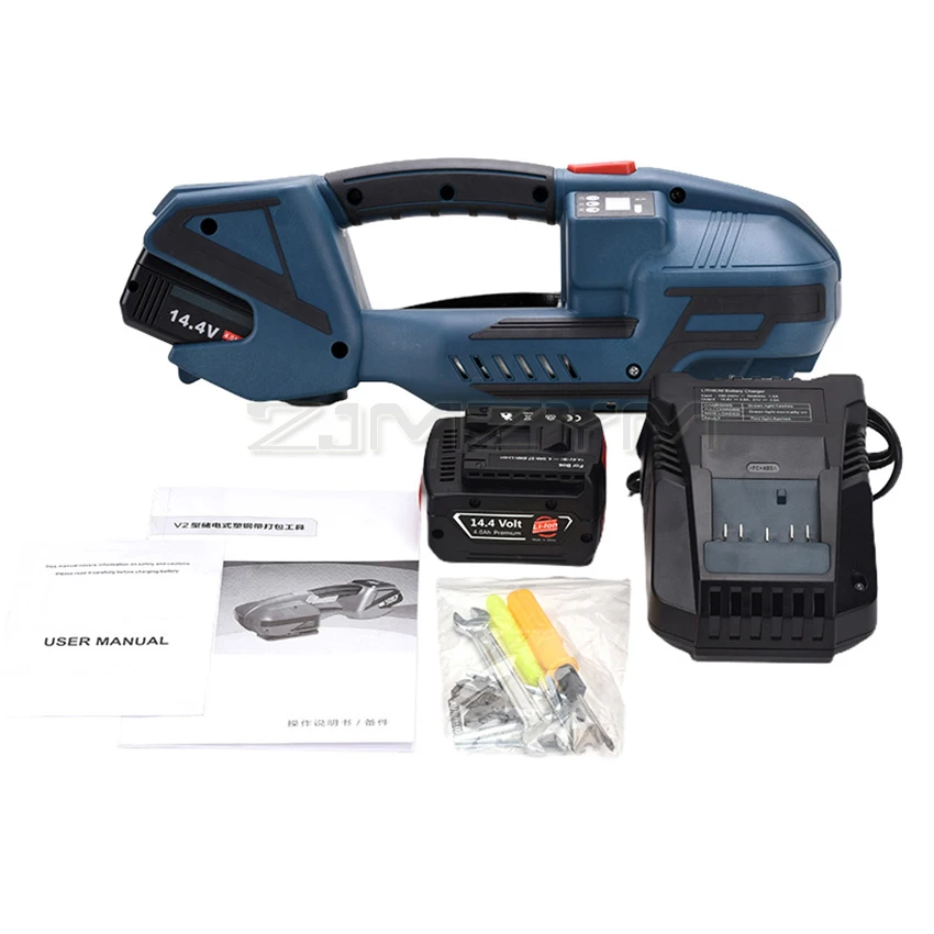 Imagem -05 - Máquina de Cintar Elétrica v2 Portátil Automática Ferramenta de Empacotamento Enfardadeira de Fusão a Quente Display Digital Pet pp Strap 1316 mm