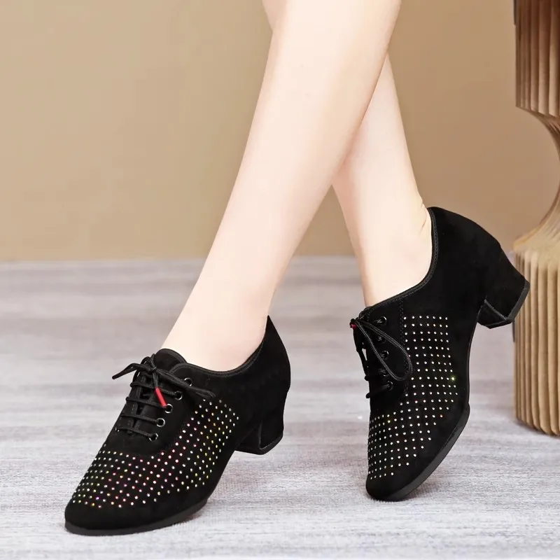 Canvas Dance Shoes For women Square Dance Boots Sailor Short Boots Woman Sneakers Oxford Women Shoes Diamond Jazz Dance Shoes
