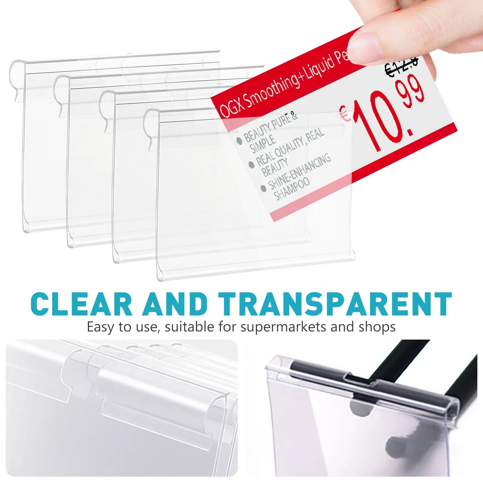 60 Pcs Basket Supermarket Label Labels Show Rack Shelf Retail Pvc Sign Holders Price Tag