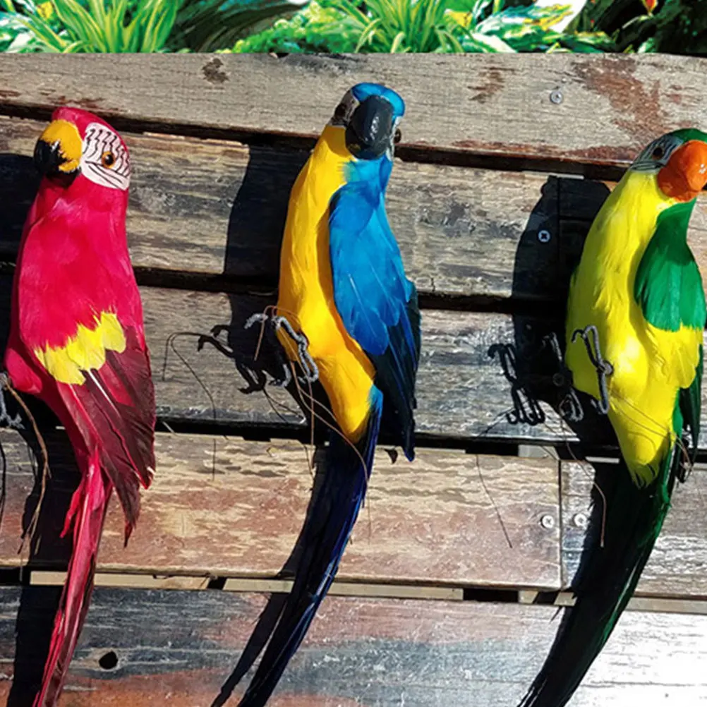 

45Cm Red Simulated Parrot Decoration for Balcony Lawn Tree Desk Vivid Bird Adornment Artistic Landscape Accessory Indoor