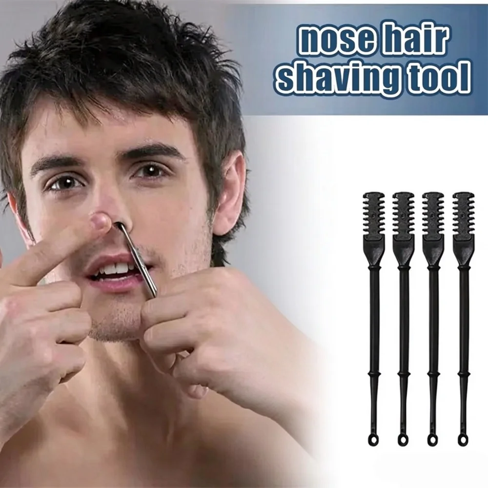4Pcs Nose Hair Trimmer 2-in-1 Manual Nostril Hair Cutter Removal Tool Double Sided Blade Rotating Shaver for Men Women Washable