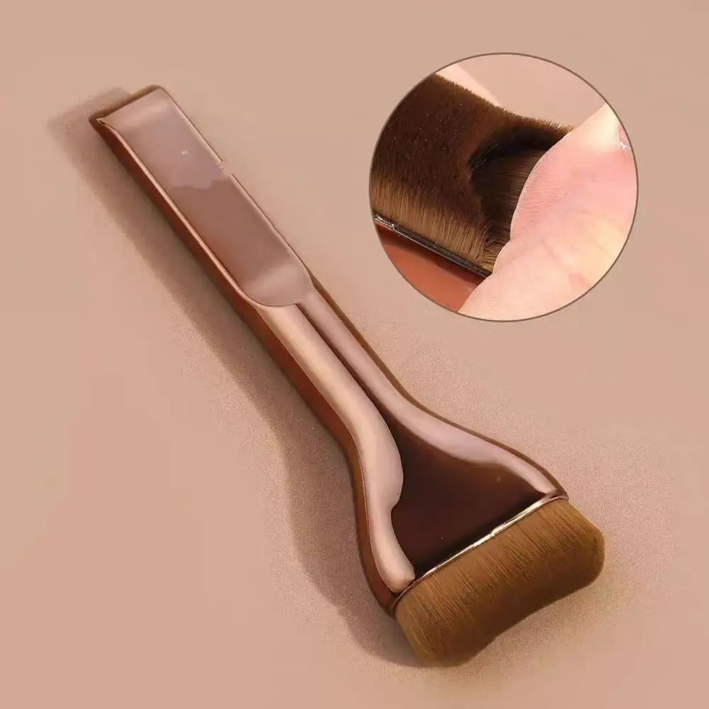 Pincel de Maquiagem Profissional, Pincel de Base Profissional com Cabo Longo, Cerdas Sintéticas de Topo Plano, Aplicador de Maquiagem Líquida