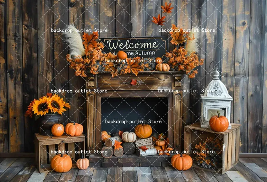 Mehofond 가을 호박 사진 배경 어린이 생일 파티 소박한 나무 배경 해바라기 건초 더미 단풍잎 장식
