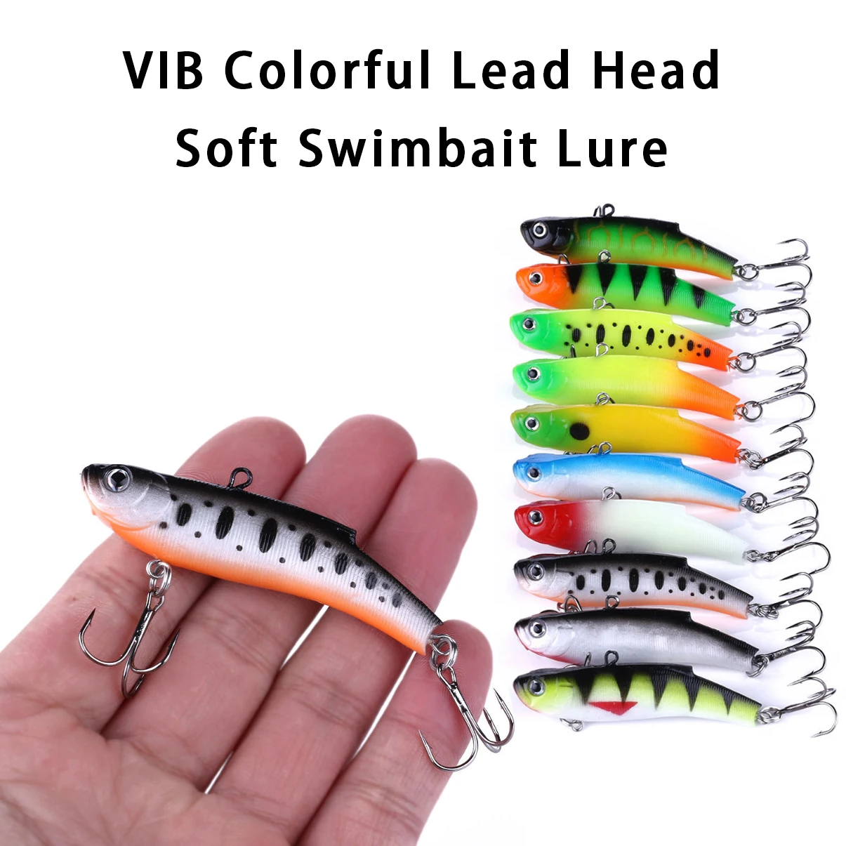 1pc VIB Colorful Lead Head Soft Swimbait Lure 7cm/17g Artificial Vibrating Bait Sea Fishing Fishing Tackle Pesca