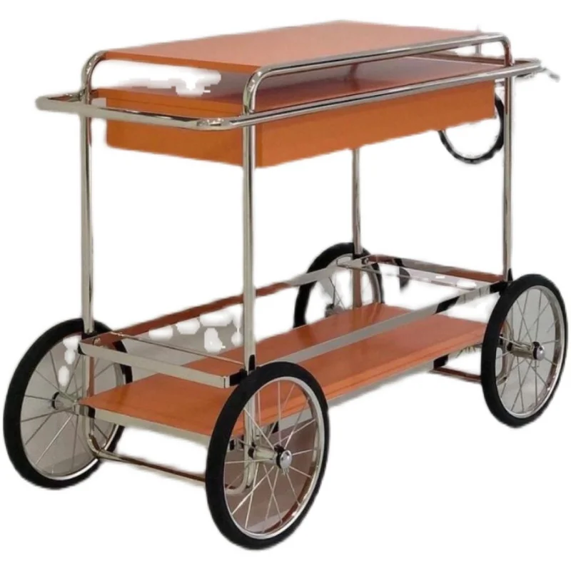 

Minimalist online celebrity trolley movable dining car household stainless steel Bauhaus rack