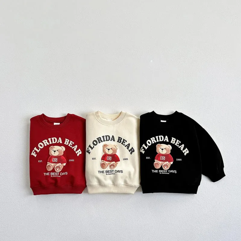 

Cute Bear Boys Girls Cartoon Print Pullover Baby Cotton Tops Kids Casual Clothes 2025 Autumn New Children Long Sleeve Sweatshirt