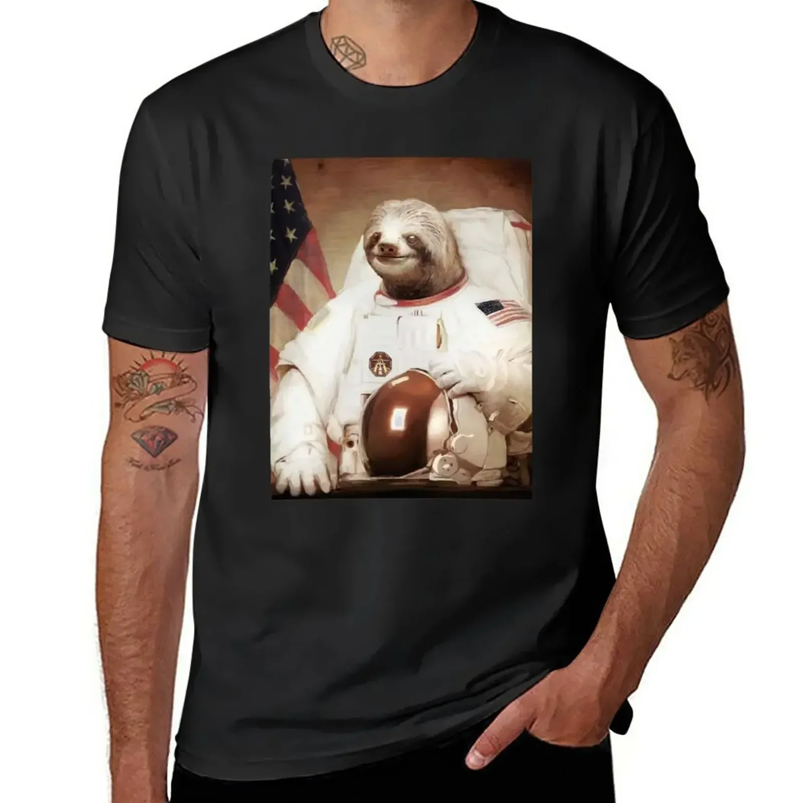 Spaceman Sloth Astronaut T-Shirt aesthetic clothes Blouse plus size tops fitted t shirts for men