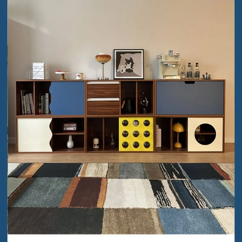 Modular TV Stand Bubble Cabinet for Hebi Yishi Retro Mid Century Blue Storage Bookcase Sideboard