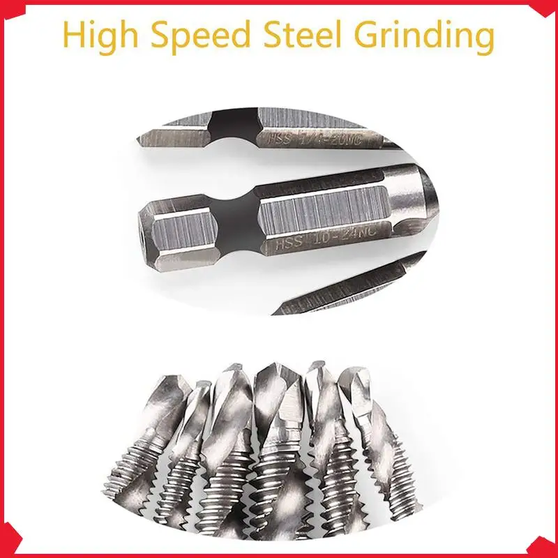 

B17B 12Pcs Drill Tap Set Hex Shank SAE Combination Drill And Tap Bit Set HSS 4341 Screw Tap Deburr Drill Bit