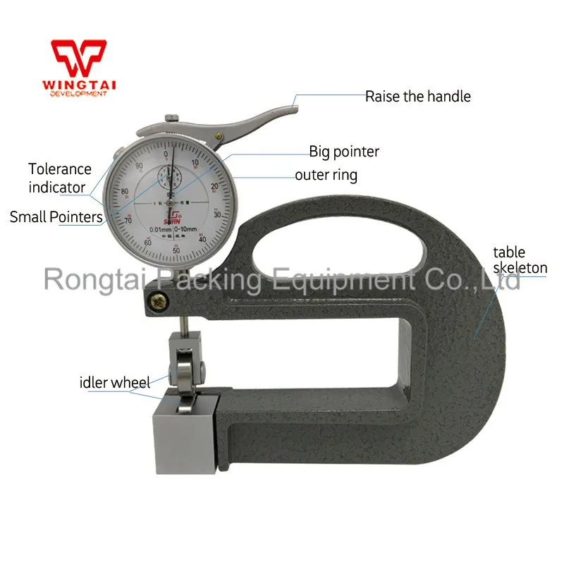 BC03C Continuous Dial Thickness Gauge 0.01mm/0-10mm With Wheel