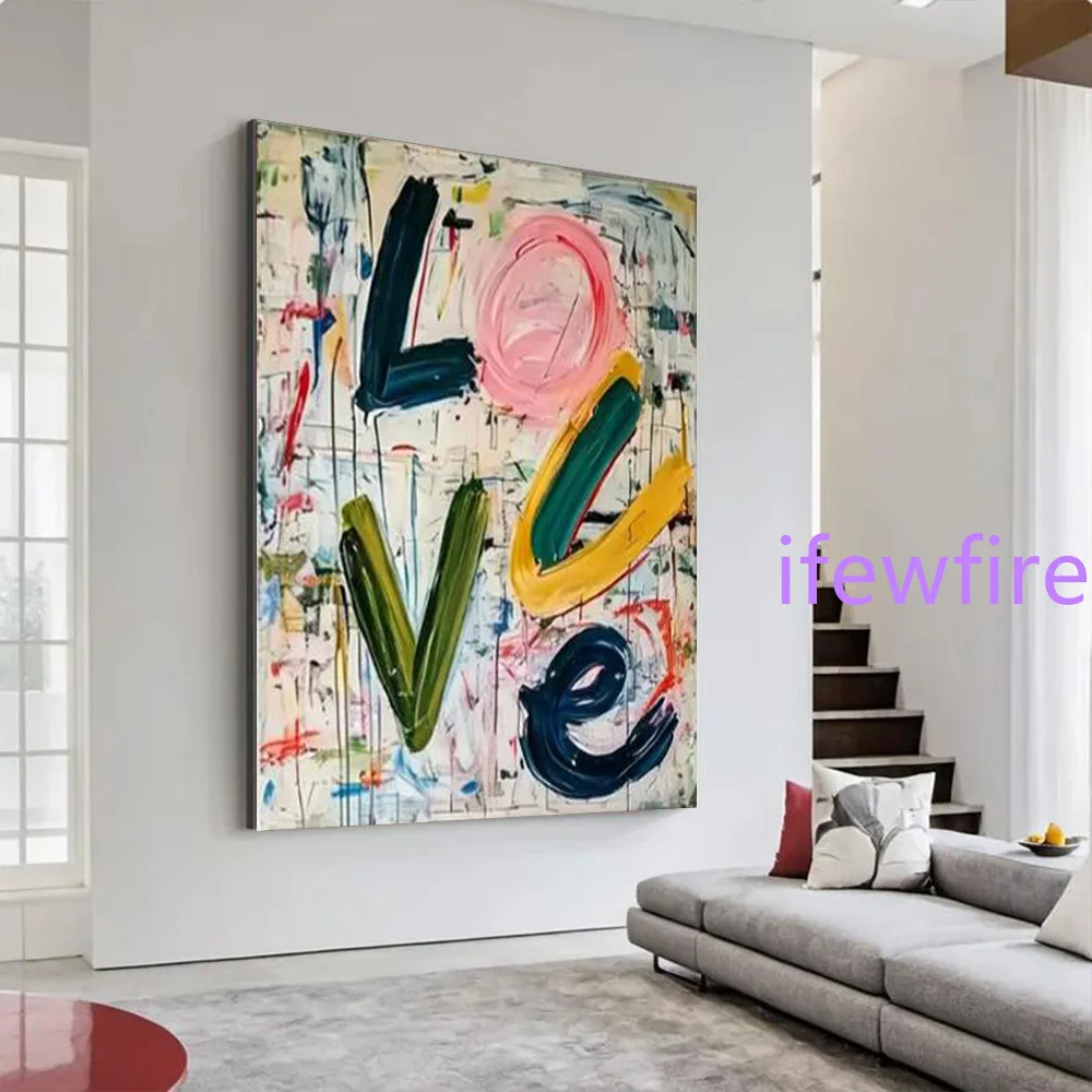 Home Abstract Oil Painting On Canvas Handmade Mural Cyberpunk “Love”  Wall Art Picture For Home Living Room Decor Image Artwork