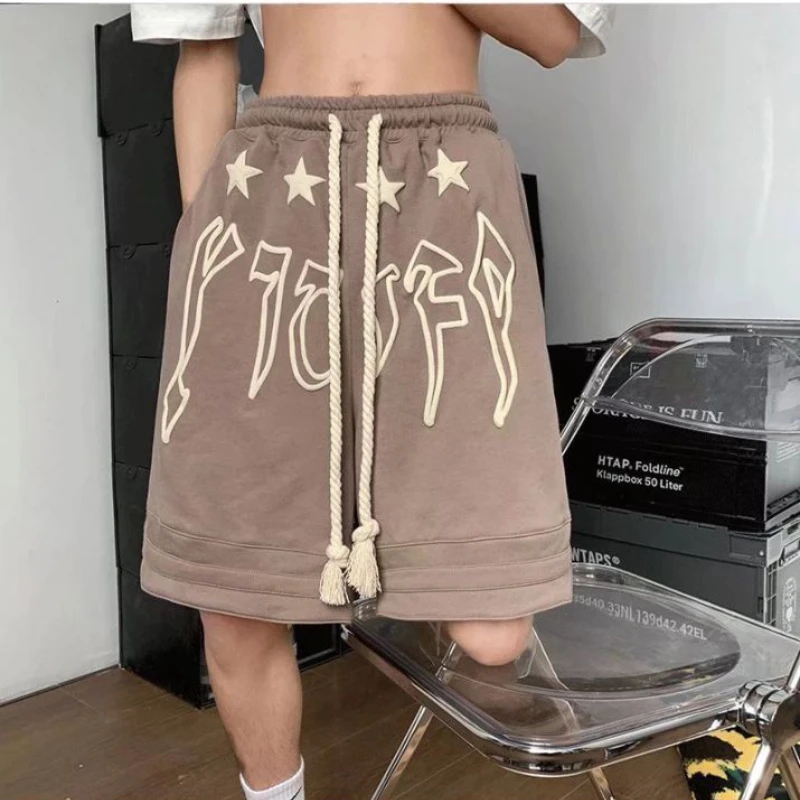 American Basketball Shorts Men's Summer Star Letter Printing Breathable Loose Versatile Casual Sports Shorts