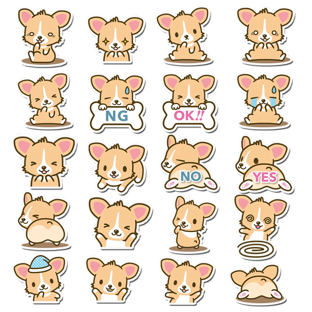 50pcs Corgi Stickers, Kawaii Scrapbook Decals DIY Decoration Cute Animal Stickers for Planners, Laptop, Water Bottles