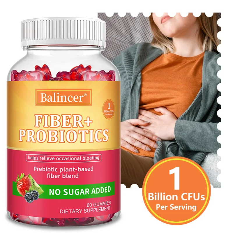 

Probiotic + Fiber Gummies - Supports Digestion and Gut Health, Boosts Immune System Health, and Suppresses Appetite, Non-GMO