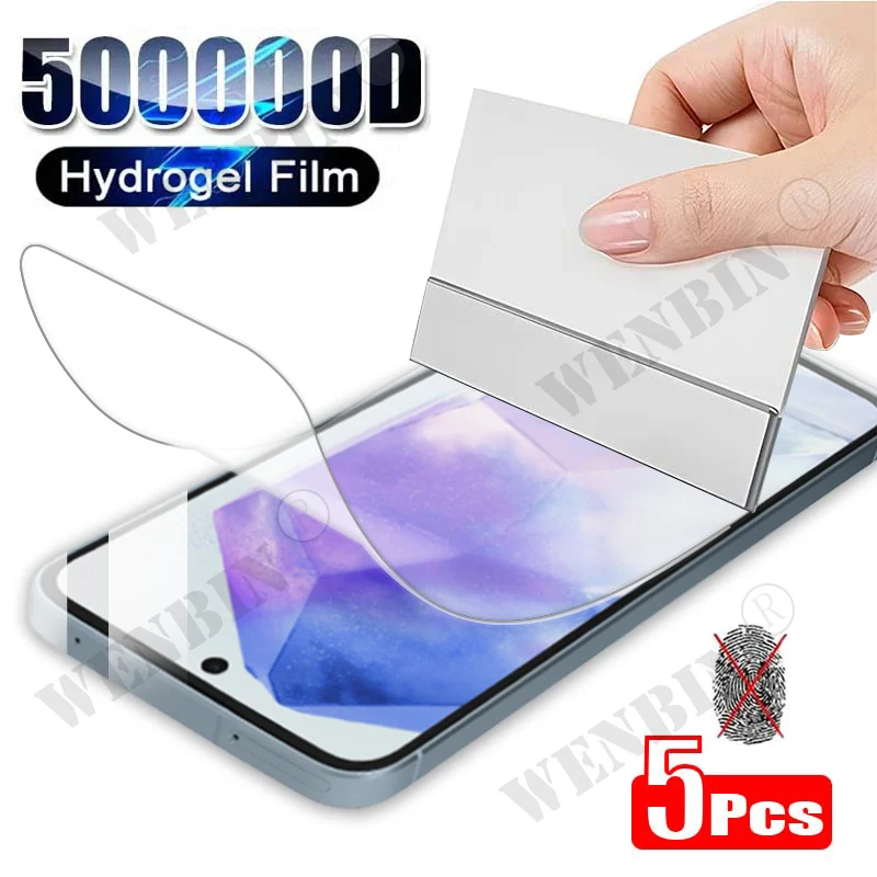 5 Pcs Full Cover Hydrogel Film For Samsung S25 S24 S23 Ultra Plus S24 FE Galaxy A56 A55 A35 A36 A16 A15 Screen Protector