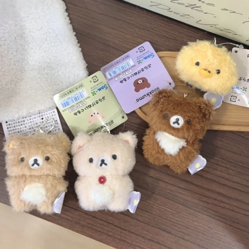 

Новый плюшевый брелок San-x Rilakkuma вьющиеся волосы Korilakkuma мягкая игрушка пушистая сумка Kiiroitori очаровательный рюкзак кулон брелок подарки