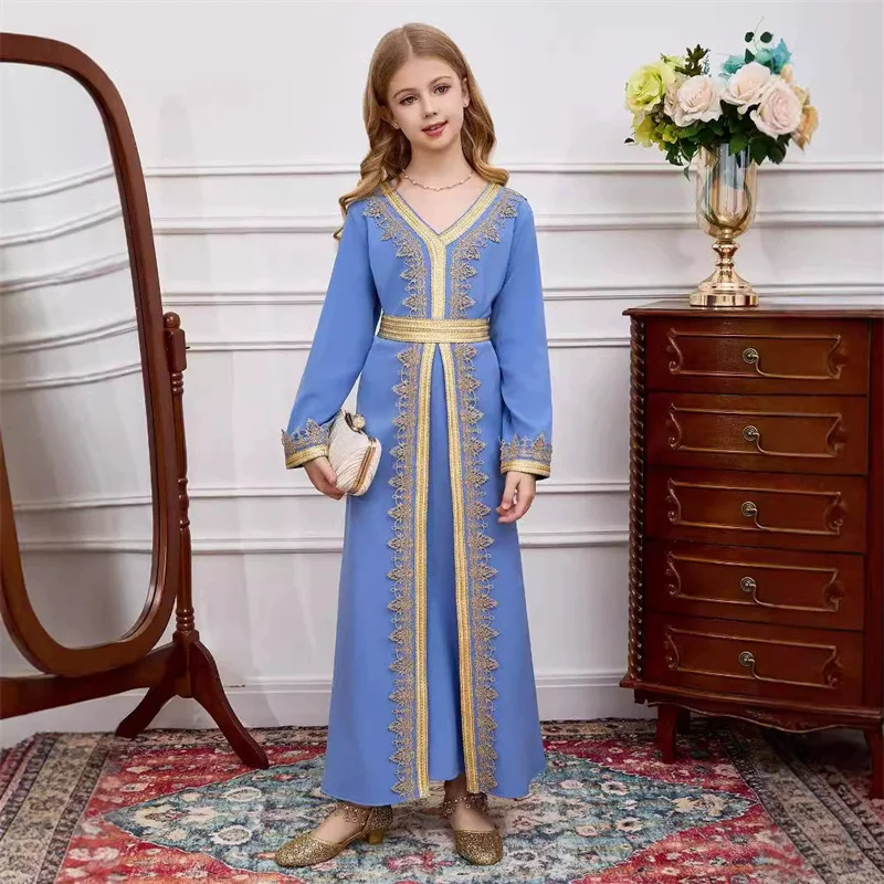 Baby Kids Princess Middle East Traditional Flower Girl Dress Children First Communion Dress Ball Gown Wedding Party Birthday