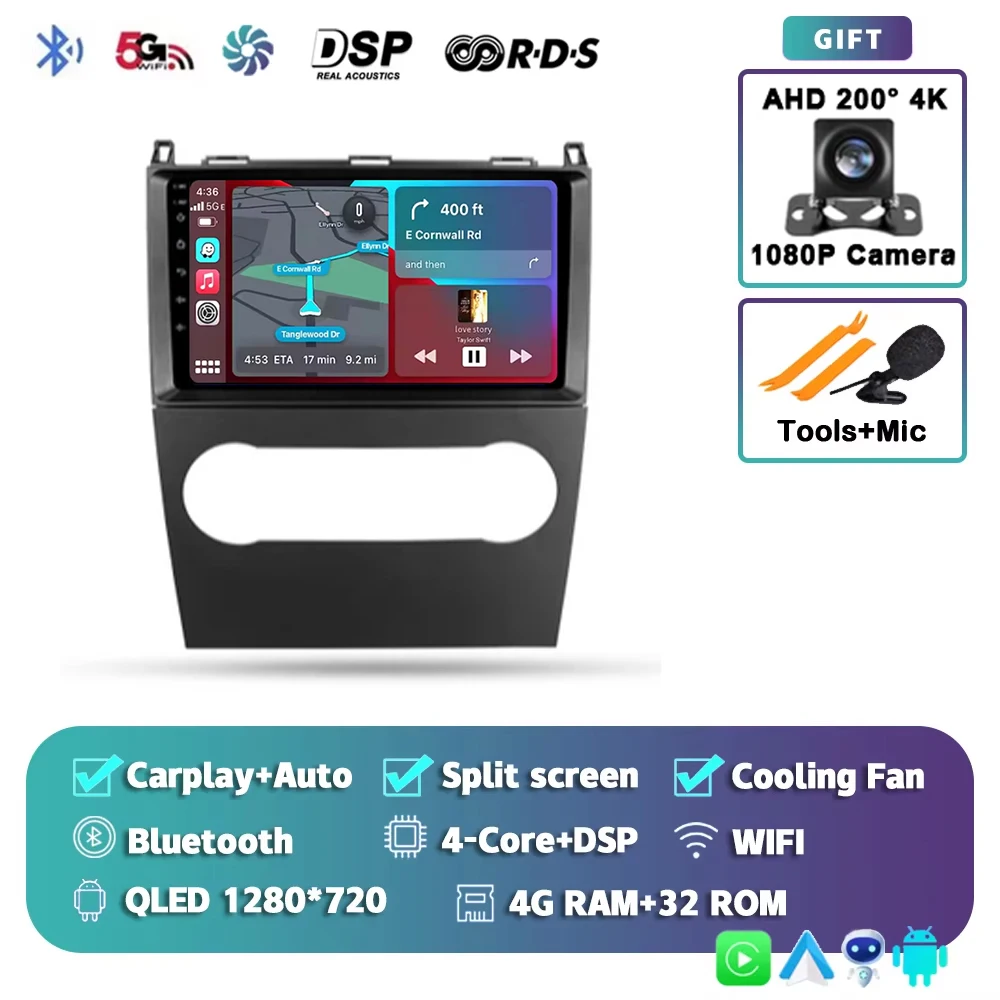 Voor Mercedes-Benz A-Klasse 2 W169 C169 2004 - 2012 2K 12+256 QLED Android 16 CarPlay autoradio multimediaspeler GPS stereo