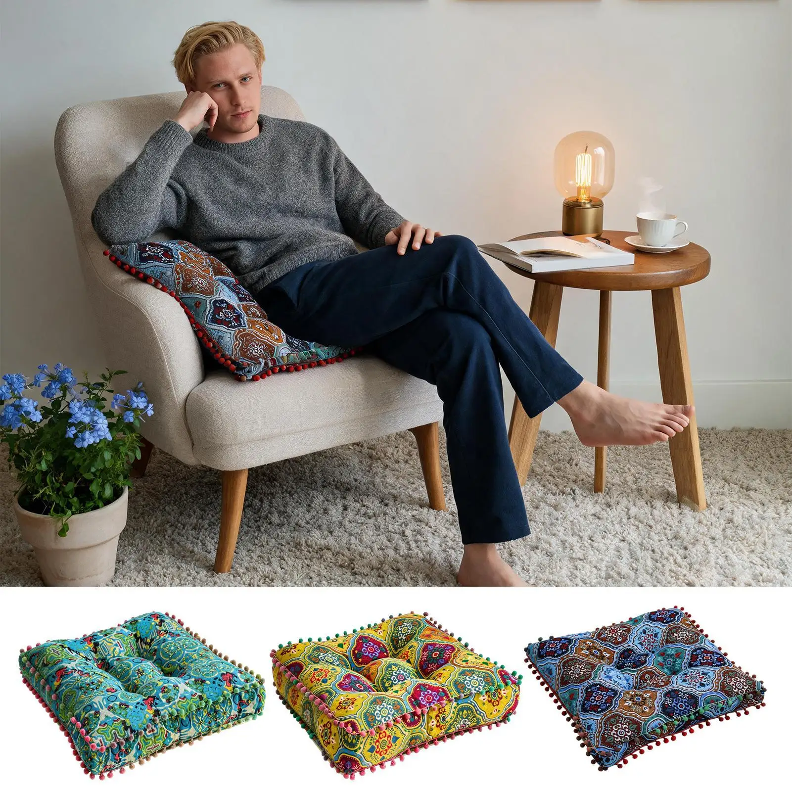 Dining Chair Cushions 40x40cm Non-Slip Soft Boho Indoor Chair Cushions Home Decor For Sitting Pressure Relief Bedroom Living