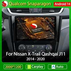 Android 14 Wireless CarPlay Auto For Nissan Qashqai J11 X-Trail 3 T32 2014 - 2018 Car Radio Multimedia Video Player GPS 4G WIFI
