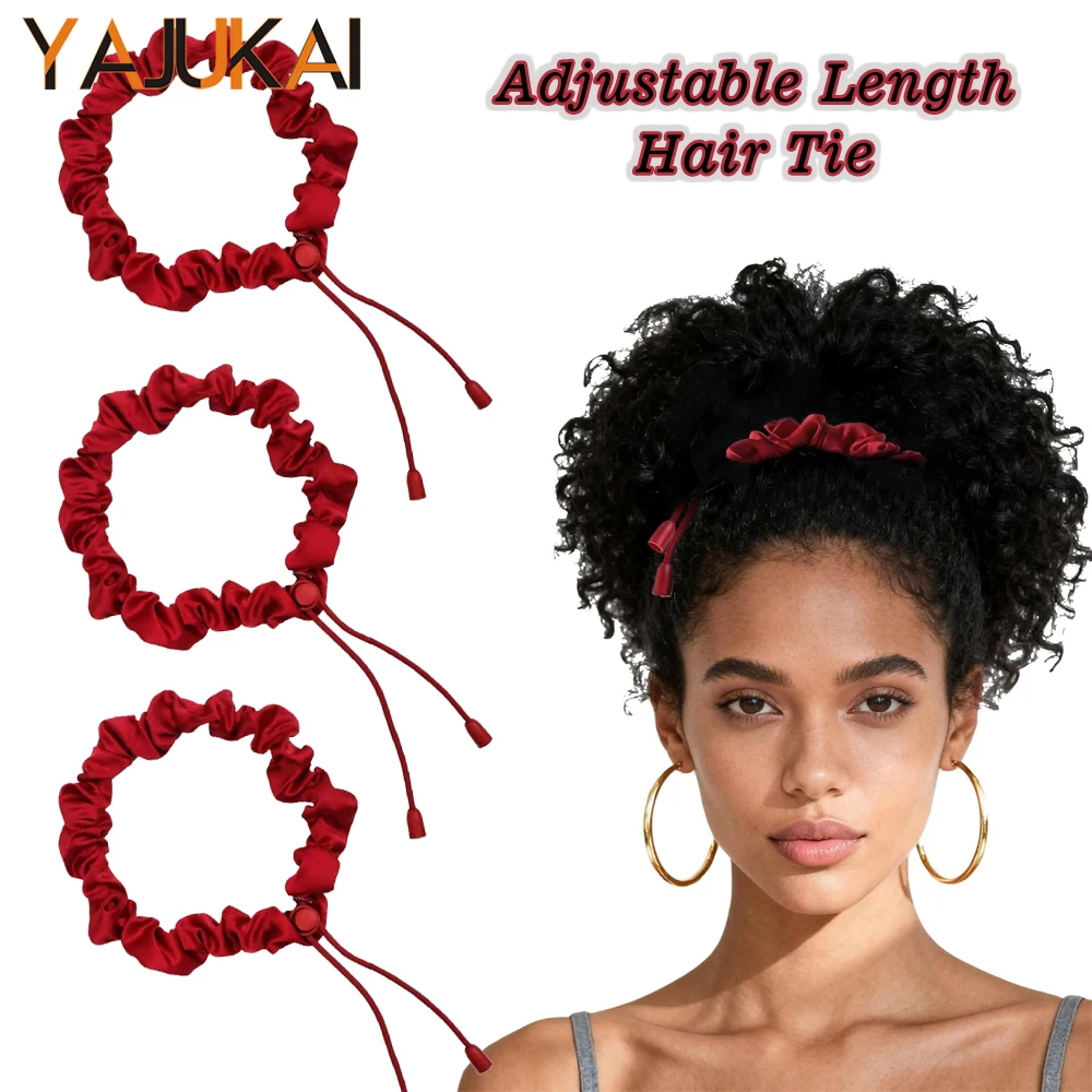 

5PcsSatin Hair Tie For All Hair Types Daily And Sleep Use Adjustable Hair Ties Premium Silky Hair Bands Seamless Gentle On Scal